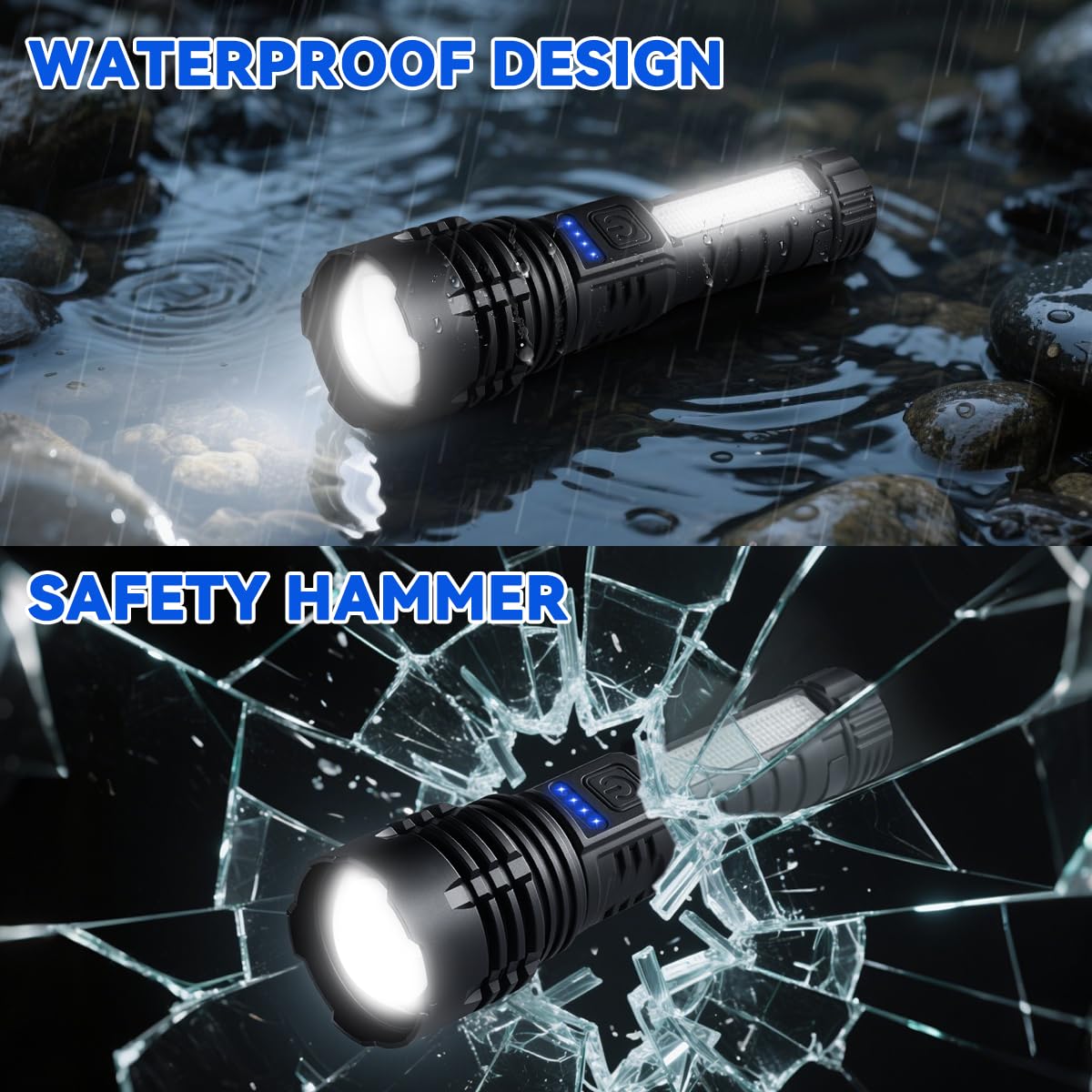 3Pack Rechargeable Flashlights, 7Mode Flashlights High Lumens, Super Bright LED Flashlight, Adjustable Tactical Flash Light, High Powered Flash Light, Handheld Flashlight for Home Emergency Camping
