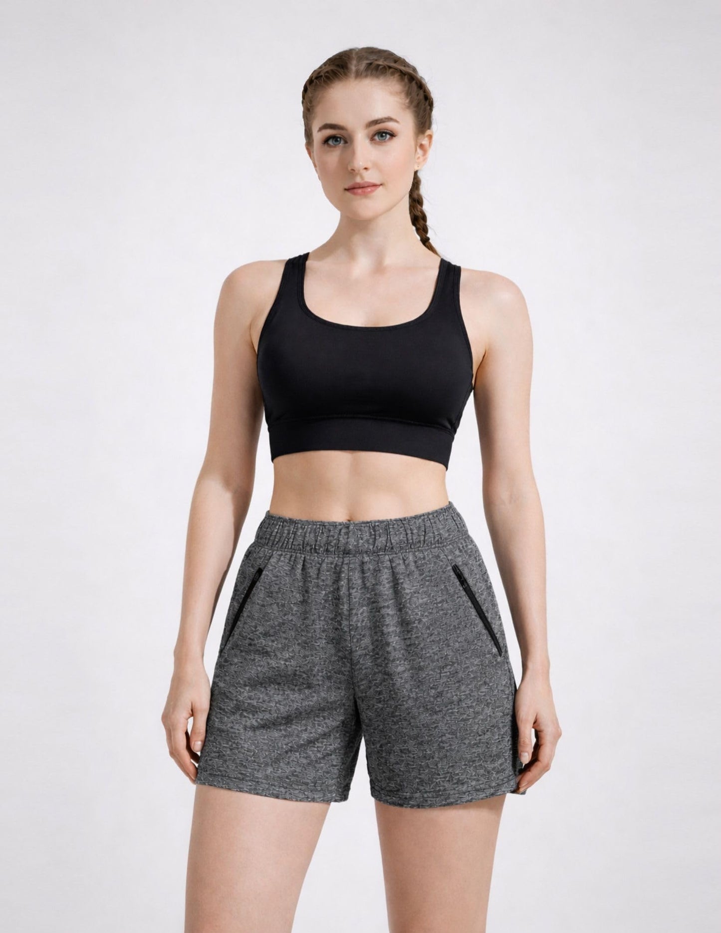 5 Pack: Womens Workout Gym Shorts Casual Lounge Set, Ladies Active Athletic Apparel with Zipper Pockets (Set 1, X-Large)