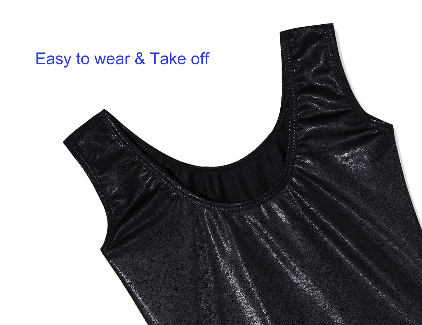 Domusgo Gymnastics Leotards for Girls 8-9 Years Old Black Sparkly One Piece Tumbling Outfits