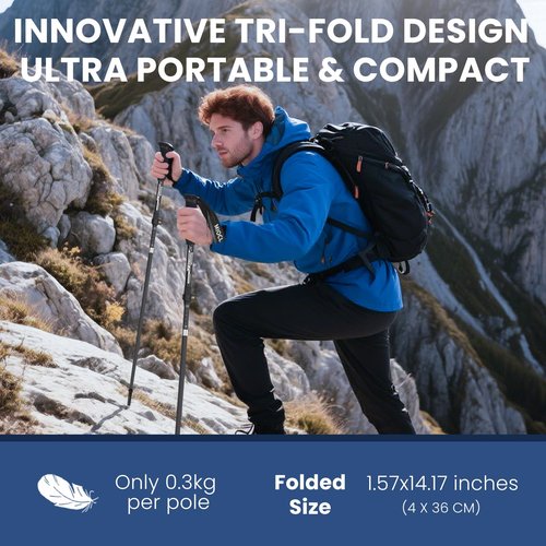 MIOCLYD Collapsible Hiking Poles, 7075 Aluminum Trekking Poles, 2pc Lightweight Folding Adjustable for Men & Women, Walking Sticks for Hiking, Camping, Backpacking
