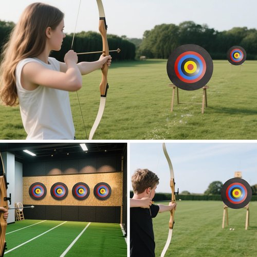 Cifupy 20'' Round Archery Target, Lightweight High-Density EVA Bow & Arrow Target, Single-Sided Printed Pattern, for Backyard Outdoor Shooting Practice with a Curved Longbow