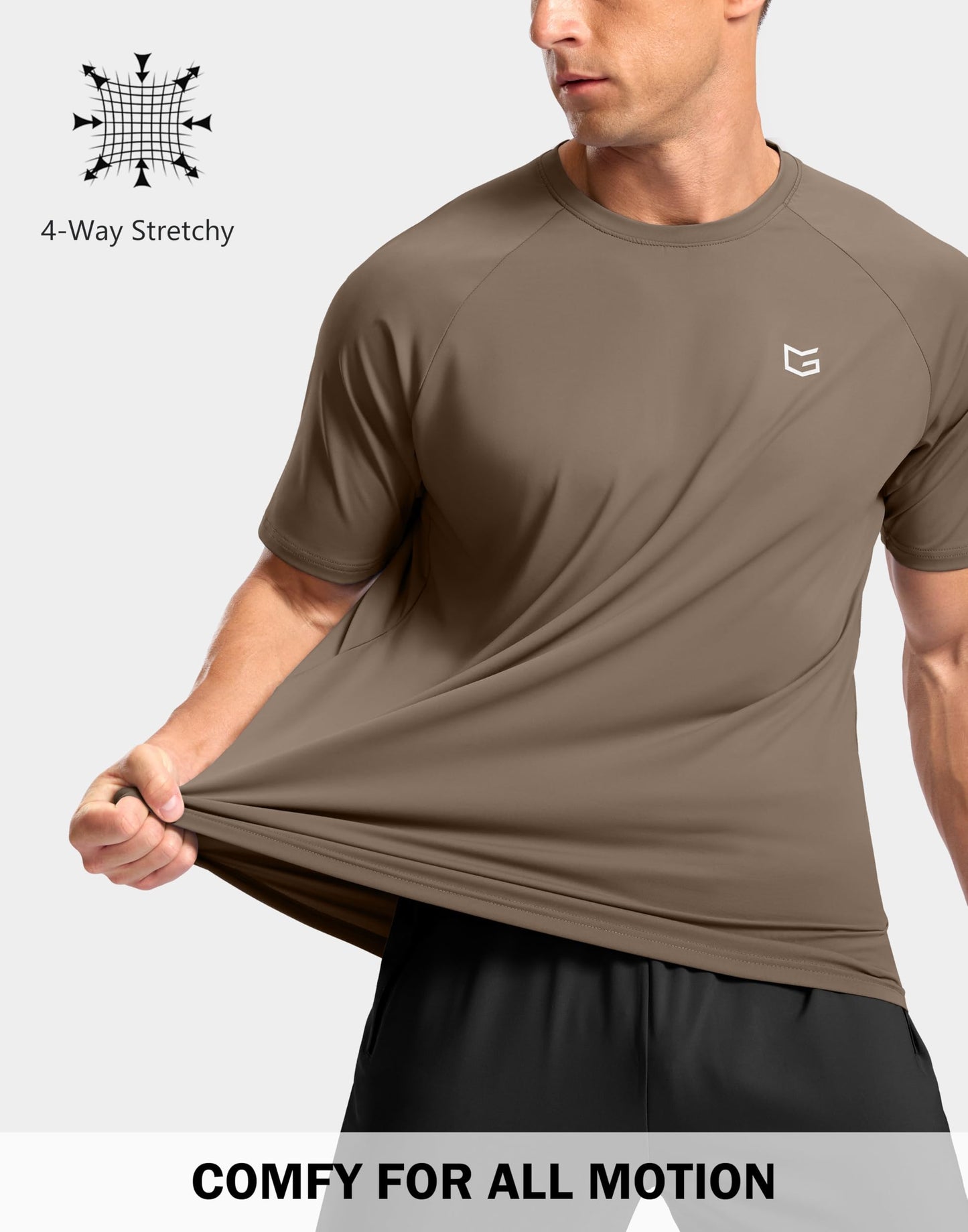 G Gradual Men's Athletic Workout T-Shirts Moisture Wicking Cooling Running Shirts Short Sleeve Performance Tee for Gym Tennis(Taupe,XXL)