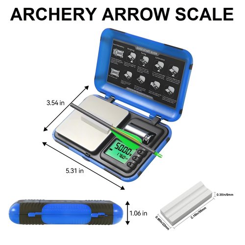 Archery Arrow Scale with Arrow Holder Grain Scale Dual Unit and HD Display LCD Digital Pocket Arrows Scale,200g x 0.01g Digital Mini Scale Included Calibration Weight, Batteries