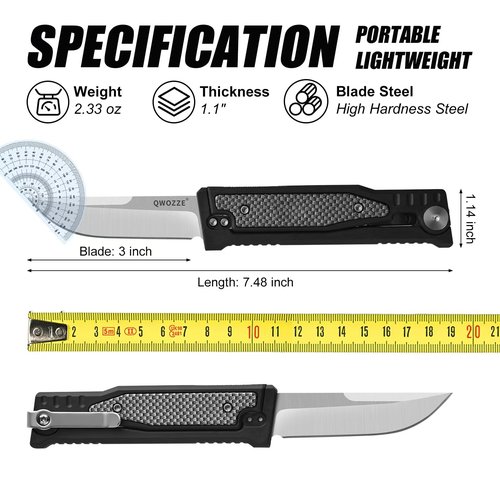 QWOZZE Outdoor camping hiking knife, fishing line cutting knife (acrylonitrile material handle)