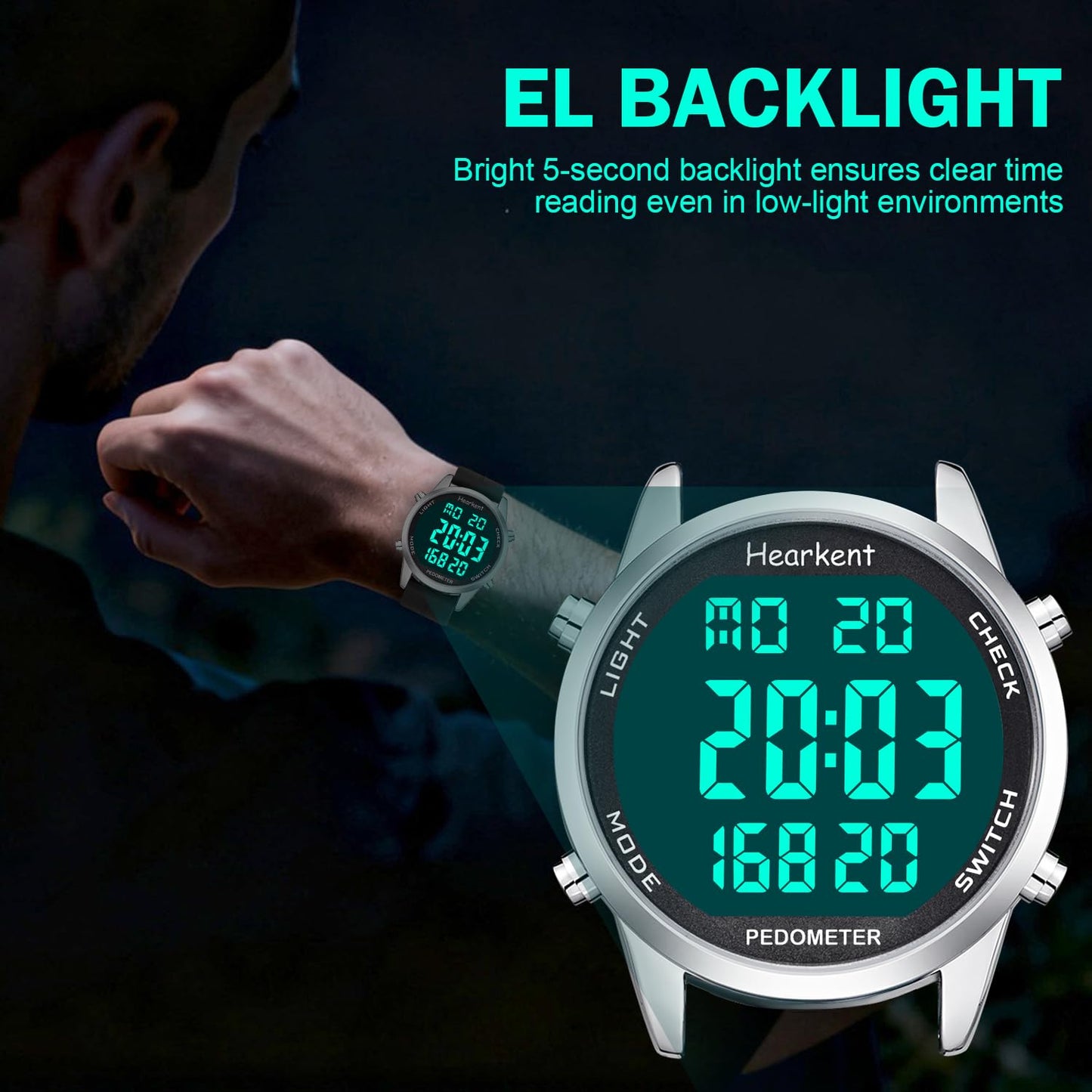 Hearkent Pedometer Watch for Walking for Senior No App Required with Steps Calories Counter and LCD Large Numbers