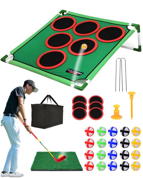 Golf Putting Game Set with 20 Sticky Golf Balls - Fun Outdoor Indoor Party backyard Golf Chipping Cornhole Games for Adults Family- Portable Yard Beach Golf Activity - Golf Clubs Are Not Included