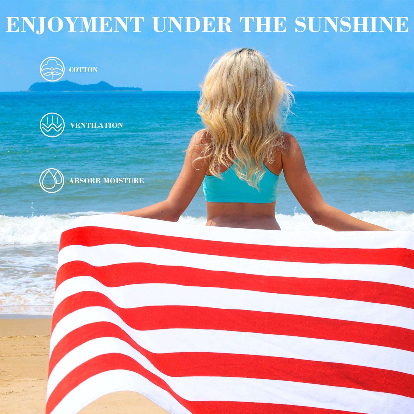 Exclusivo Mezcla 100% Cotton Pool Beach Towel, Large Cabana Stripe Towel
