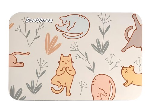 SooDbrea Mini Yoga Mat with Playful Cat Design, Yoga Knee Pads,Double-Sided Non-Slip, Meditation,Exercise Mat for Women&family use,White