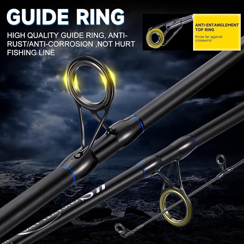 Sougayilang Spinning Reel & 2-Piece Fishing Rod Combo - 9' Blue, Right/Left Handle