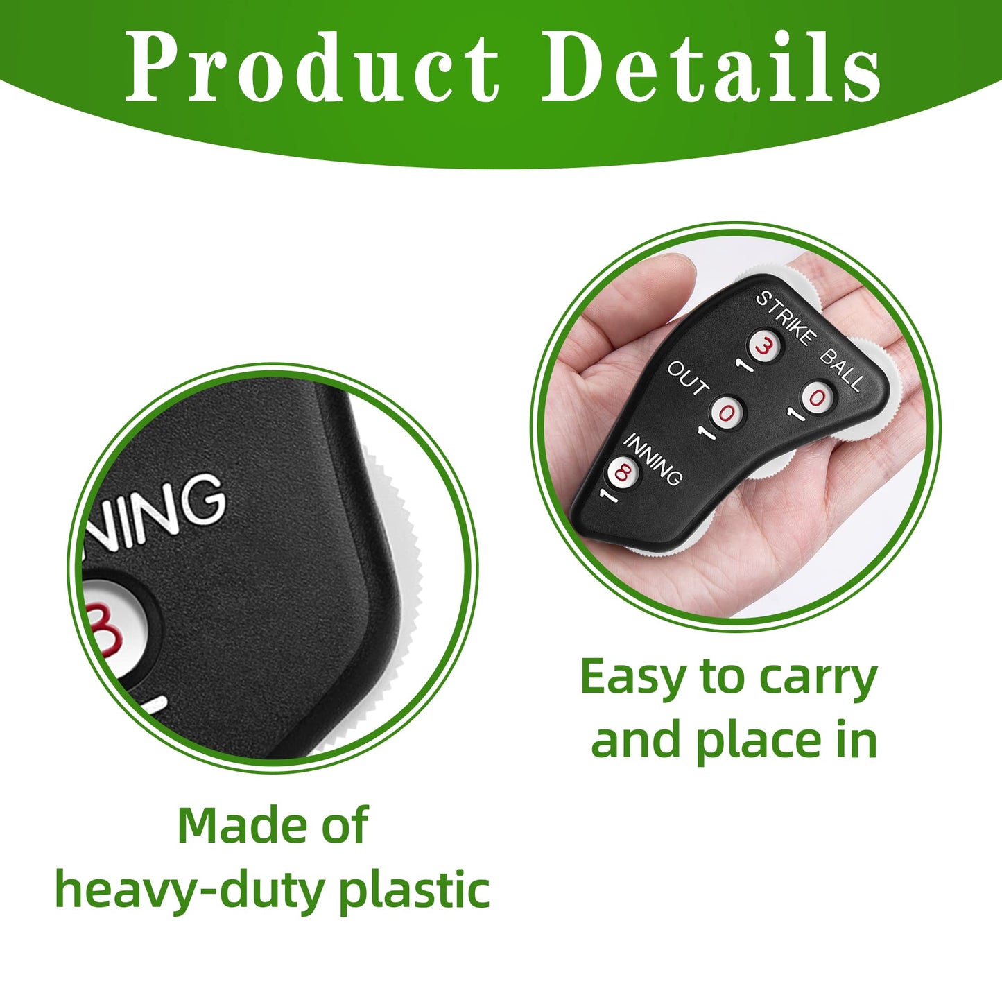 Watayo 2 Pcs 4 Wheel Baseball Umpire Clicker -Black Umpire Indicator Gear -Practical Baseball Counter Clicker for Scorekeeper Recording Outs & Innings Balls