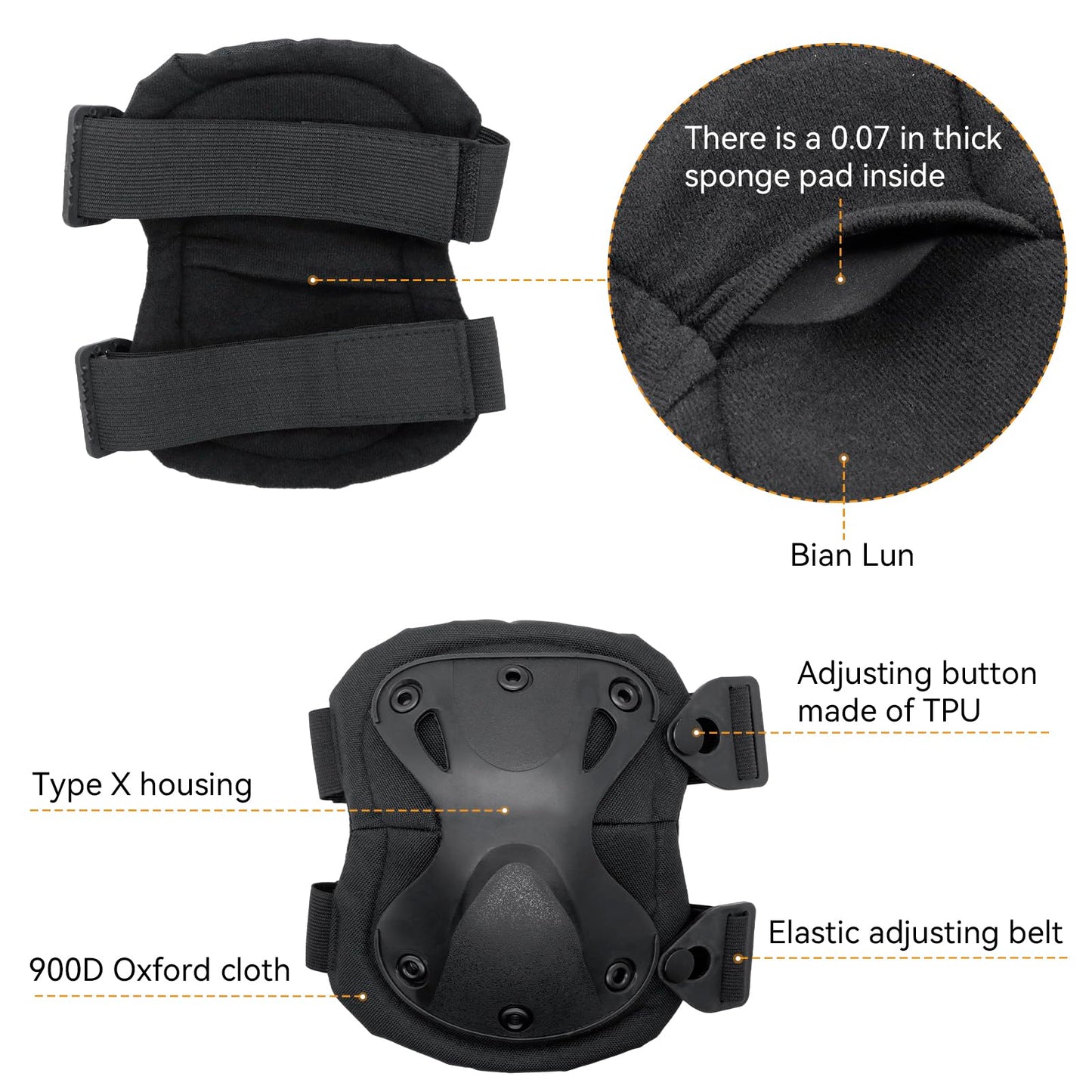 AOUTACC Combat Knee Protective Pads for Outdoor CS Paintball Game Cycling Safety Skateboarding Gear Skates Knee Protection Guard Pads