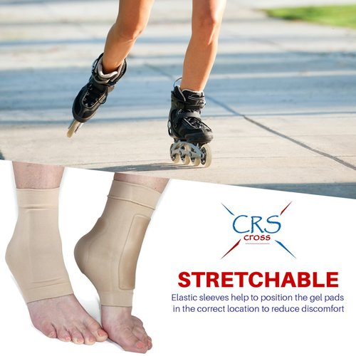 CRS Cross Boot Bumper Gel Sleeve. One Pair of Premium Padded Skate Socks to Cushion and Protect Achilles and Lace Bite. Two Gel Pads on each sleeve for Ice Skating and Hockey. (One Size Fits Most)