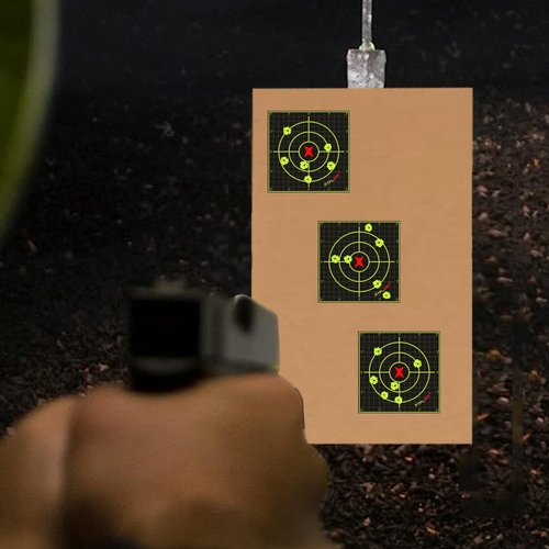 ATFLBOX Sight in Splatter Adhesive 4 inch Fluorescent Yellow Shooting Target Stickers, 200 Pcs Self Adhesive Target Roll for BB Gun, Pellet Gun, Rifle Indoor and Outdoor Shooting Range