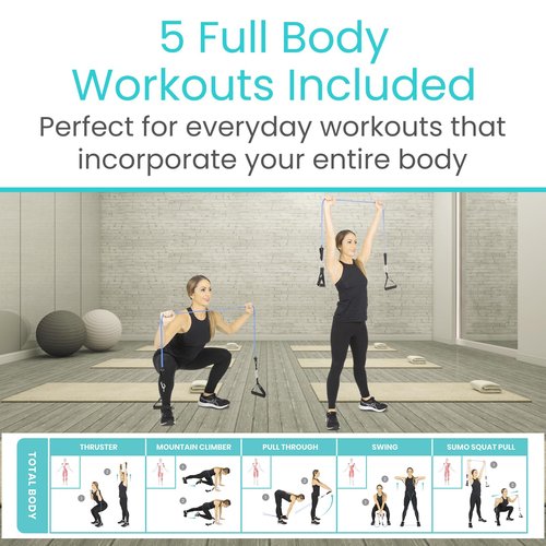 Vive Resistance Band Workout Poster (40 Illustrations) Laminated Bodyweight Hitt Exercise Chart for Abs, Glute, Back, Legs - Stretch Routine for Home Gym, Garage, for Men, Women - Cable Trainings