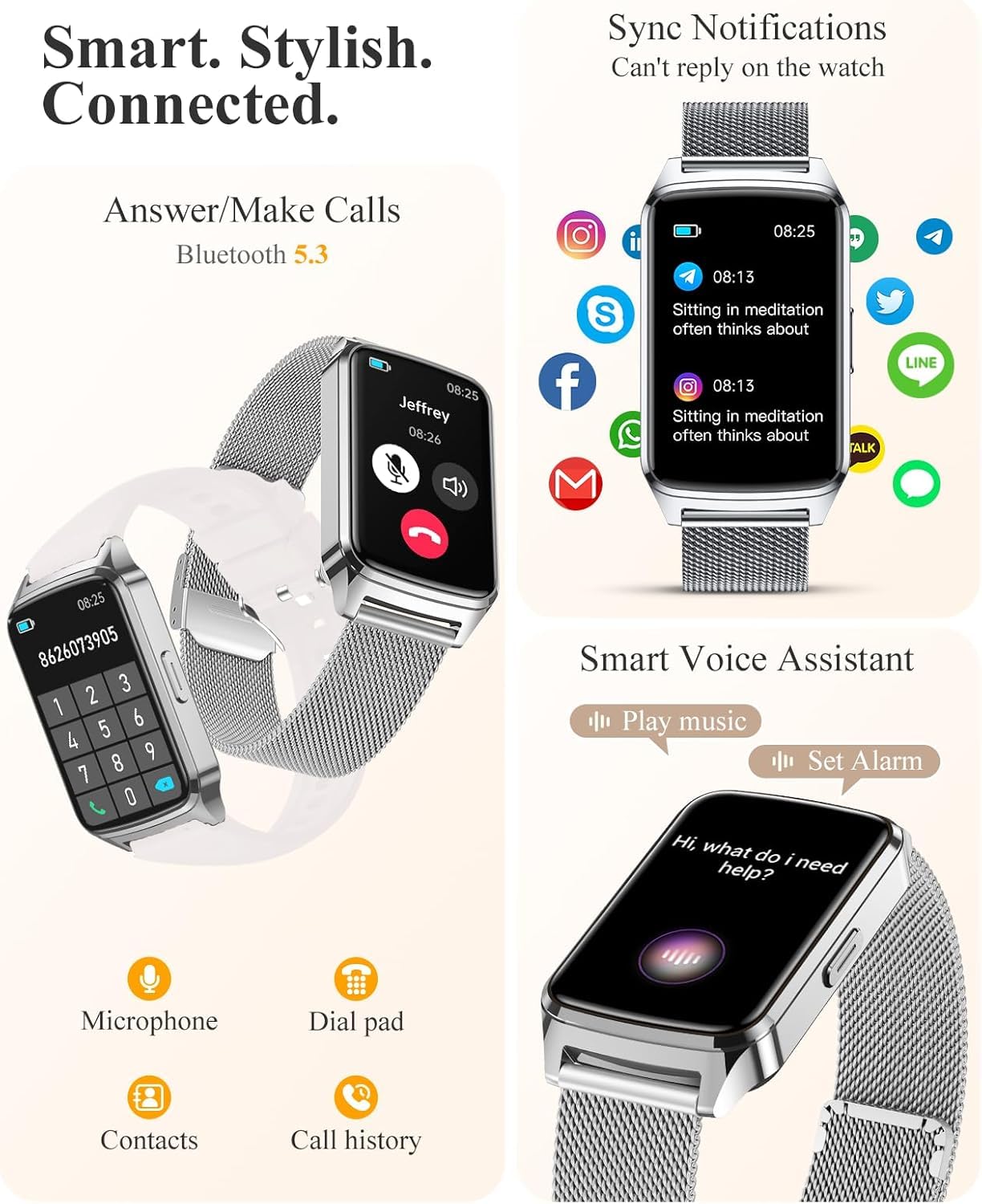 ChronArk Fitness Tracker Watch for Women Men, Step Counter Compatible with iPhone Android, IP68 Waterproof Activity Tracker with Sleep Monitor, 110+ Sports Pedometer (Cold Steel Silver, 1.57)