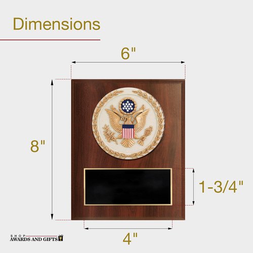 SHOP AWARDS AND GIFTS Customizable Dark Cherry Plaque Award Personalized Custom Engraved, 6 x 8 Inch, United States Seal