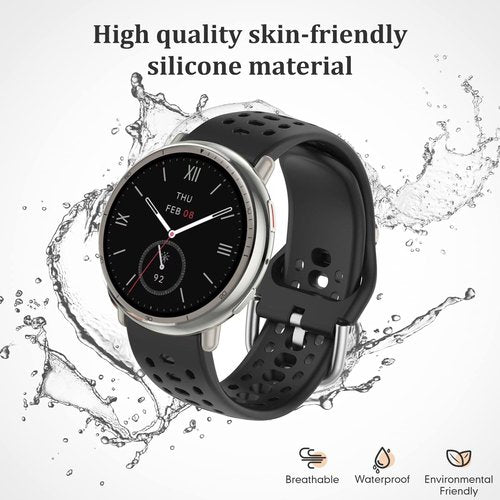 ZOCOVIN Silicone Watch Bands for Amazfit Active 2 /Active, Soft Sport Breathable Replacement Wristband Strap for Amazfit GTS 4/4 mini/3/2 mini/2e