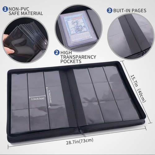 KAGSWAMO Toploader Binder, Holds 324 Toploaders, 9 Pockets, Top Loader Binder for Cards Storage, Card Holder for Sports Cards or Trading Cards in 3 x 4'' Toploaders-Blue