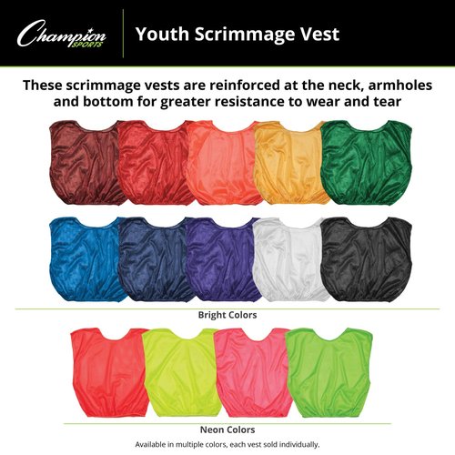 Champion Sports Youth Mesh Practice Scrimmage Vest, Gold (Pack of 12)