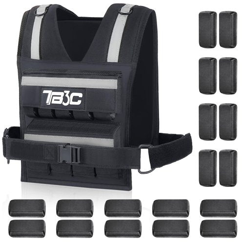 Adjustable Weighted Vest，40lbs Weights with Reflective Stripe, Weight Vest Workout Vest for Strength Training Running Walking Workout Vest for Men and Women