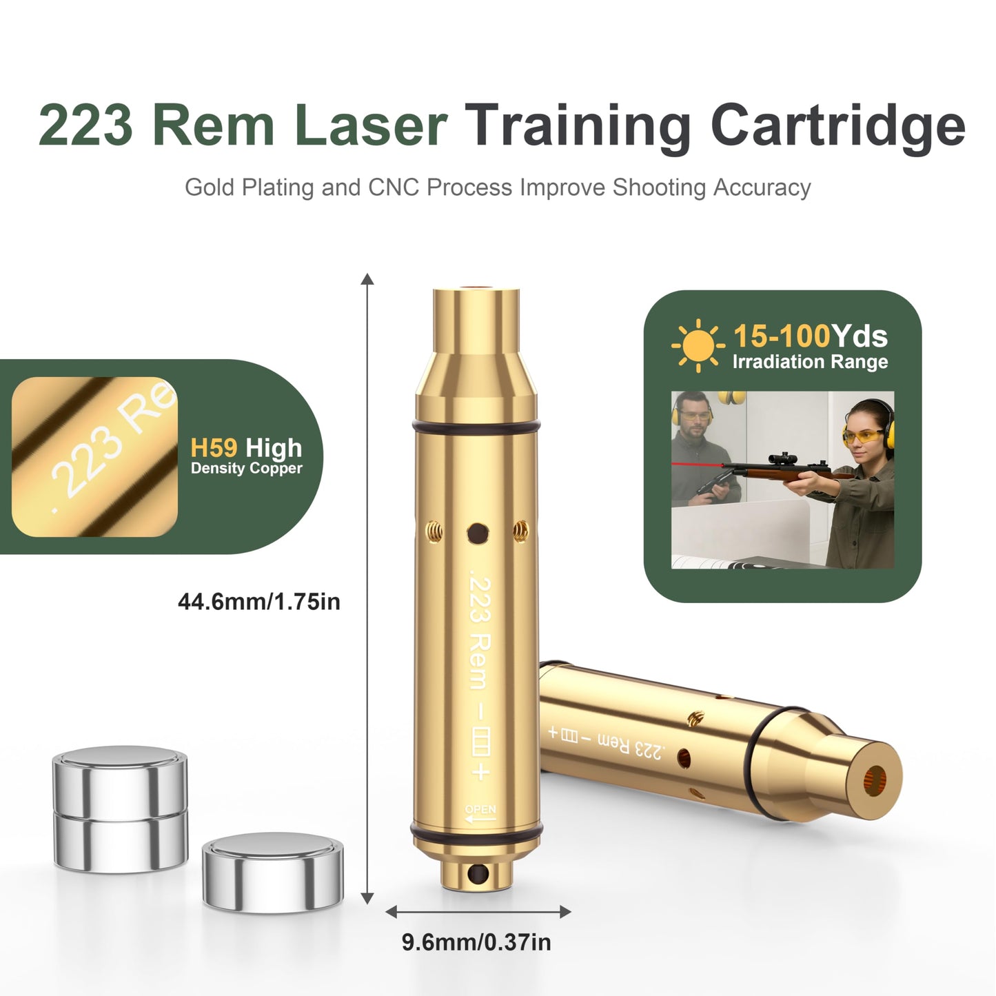 Vstranics 223Rem Laser Training Cartridge Dry Fire Training System with 3 Set Batteries for Dry Fire Practice and Shooting Training