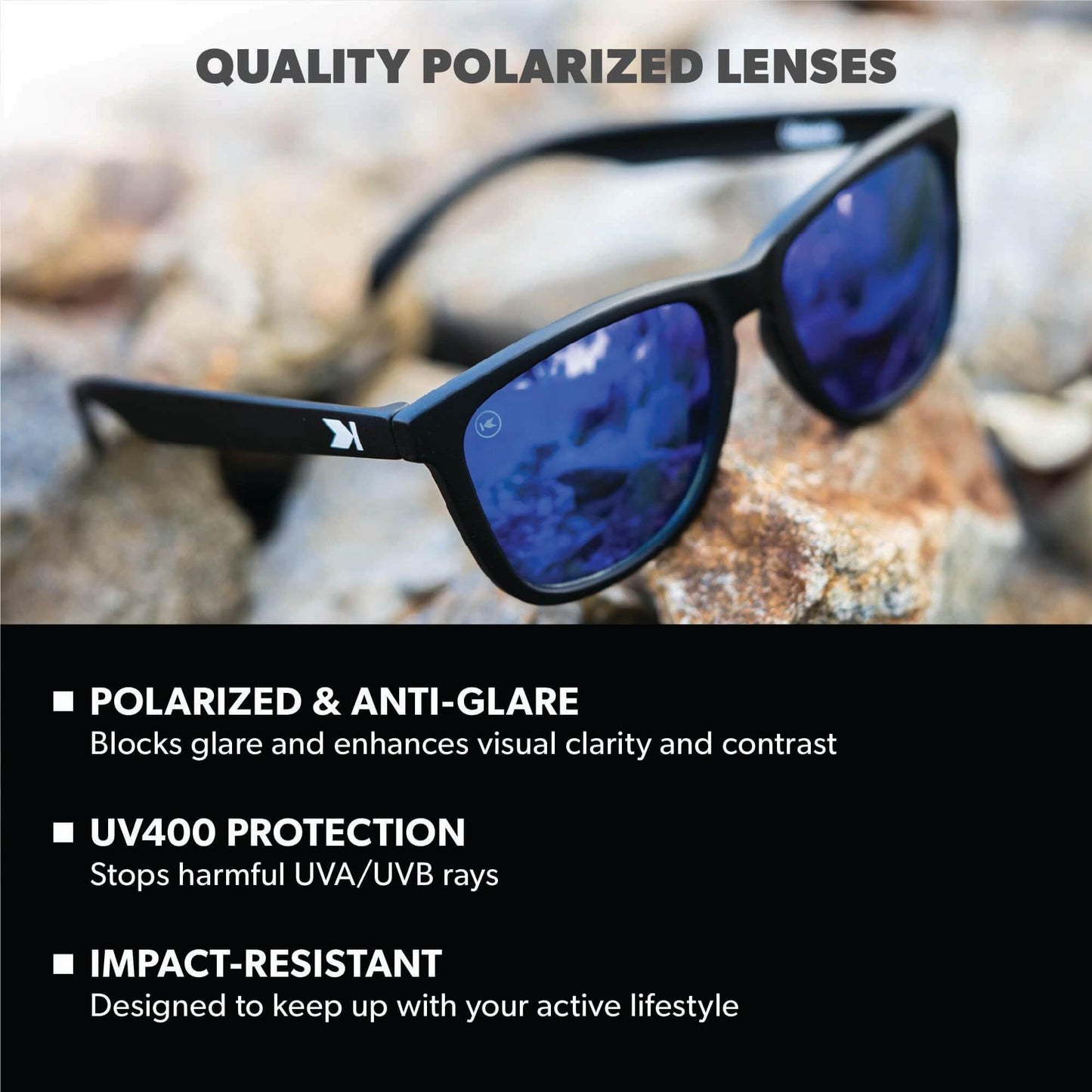 Knockaround Square Polarized Sunglasses for Men & Women - UV400 Protection