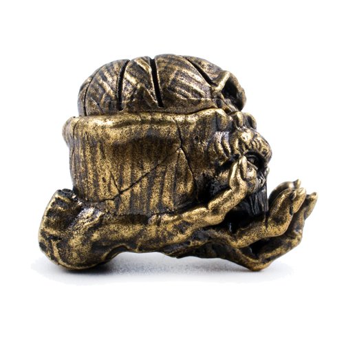 FLAMEDUKE Knife Lanyard Beads - Lost-Wax Cast Paracord Bead for Knife, with 550-Cord Slot | Patina-Aging Brass Paracord Beads for EDC Kits, Survival Gear & Zipper Mods | Men's DIY Gift Set