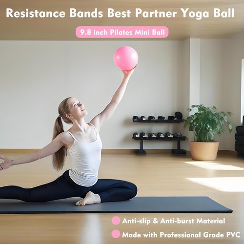 EGOOIEYE Pilates Ring and Ball Set with 3 Resistance Bands, Pilates Equipment for Home Workout, Better me Pilates Kit to Tone, Sculpt and Strengthen - Fitness Magic Circle Ring for Yoga Women