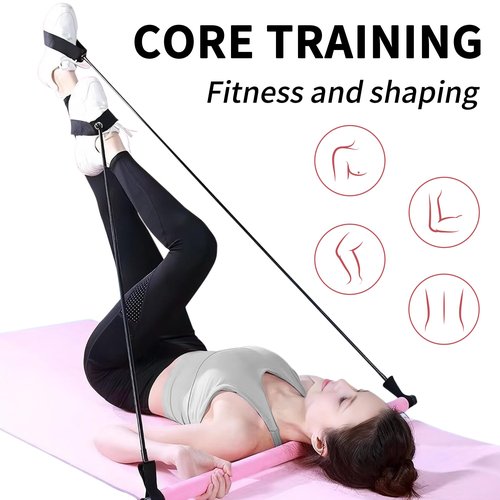 ZUFUMI Pilates Bar Kit with Resistance Bands - Multifunctional Pilates Equipment for Women & Men Home Gym Pilates Yoga (Pink)