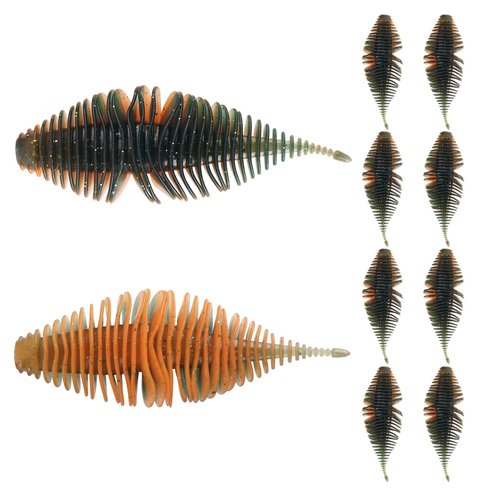 4.15'' Soft Swimbait Fishing Soft Plastic Lures Double-Color Lure for Bass Fishing Worms for Largemouth Bass (Orange+Pumpkin, 8)