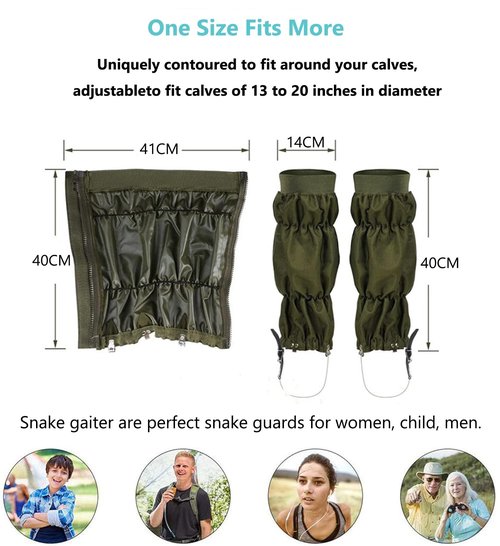 Apkaf Snake Gaiters, Snake Bite Protection for Lower Legs, Outdoor Leg Gaiters Hiking Hunting Snow Boot Gaiters Sand Waterproof Boots Cover Legging Gaiters Fit for Men & Women, Adjustable Size
