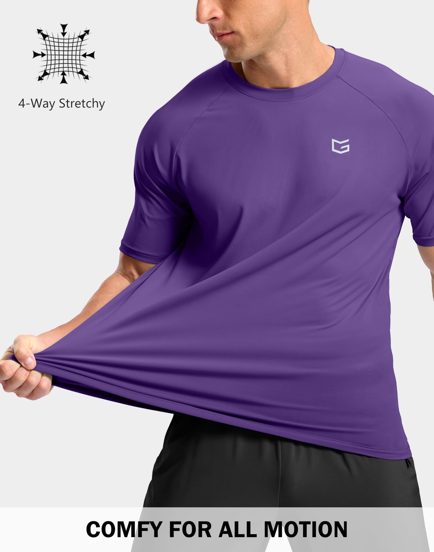 Men's Athletic Workout T-Shirts Moisture Wicking Cooling Running Shirts Short Sleeve Performance Tee for Gym Tennis(Purple,S)
