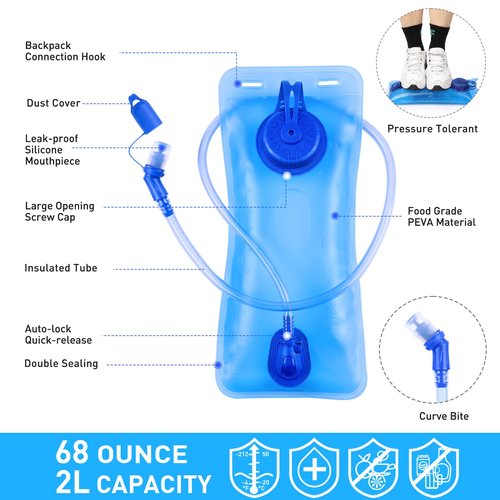 Rave Hydration Pack, Hydration Backpack with 2L Hydration Bladder, Festival Essential Water Backpack for Hiking, Running, Cycling, and Music Festivals