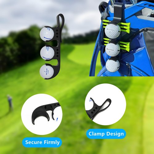 aimpiwt 2 in 1 Golf Ball Holder - Holds 3 Balls 6 Tees, Secure Lock Design, Easy Attachment to Bag, Durable & Portable Golf Accessory
