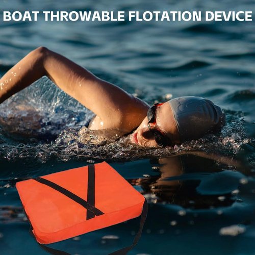 Boat Throwable Flotation Device, High Buoyancy Boat Throw Cushion with Strap, Boat Cushions Life Preserver for Boating, Swimming, Rescue Boat, 18x14in (2)
