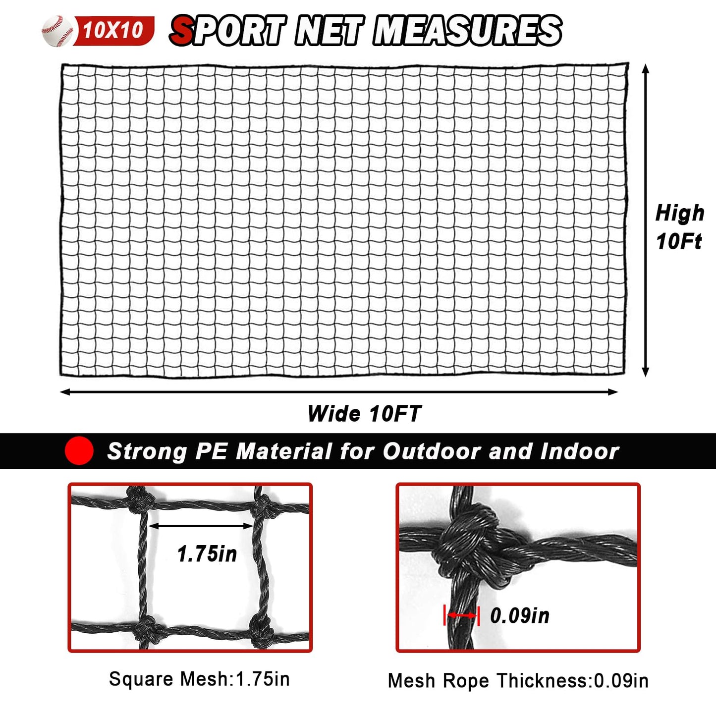 AOLIGEIJS Baseball Softball Backstop Nets, Heavy Duty Sports Netting
