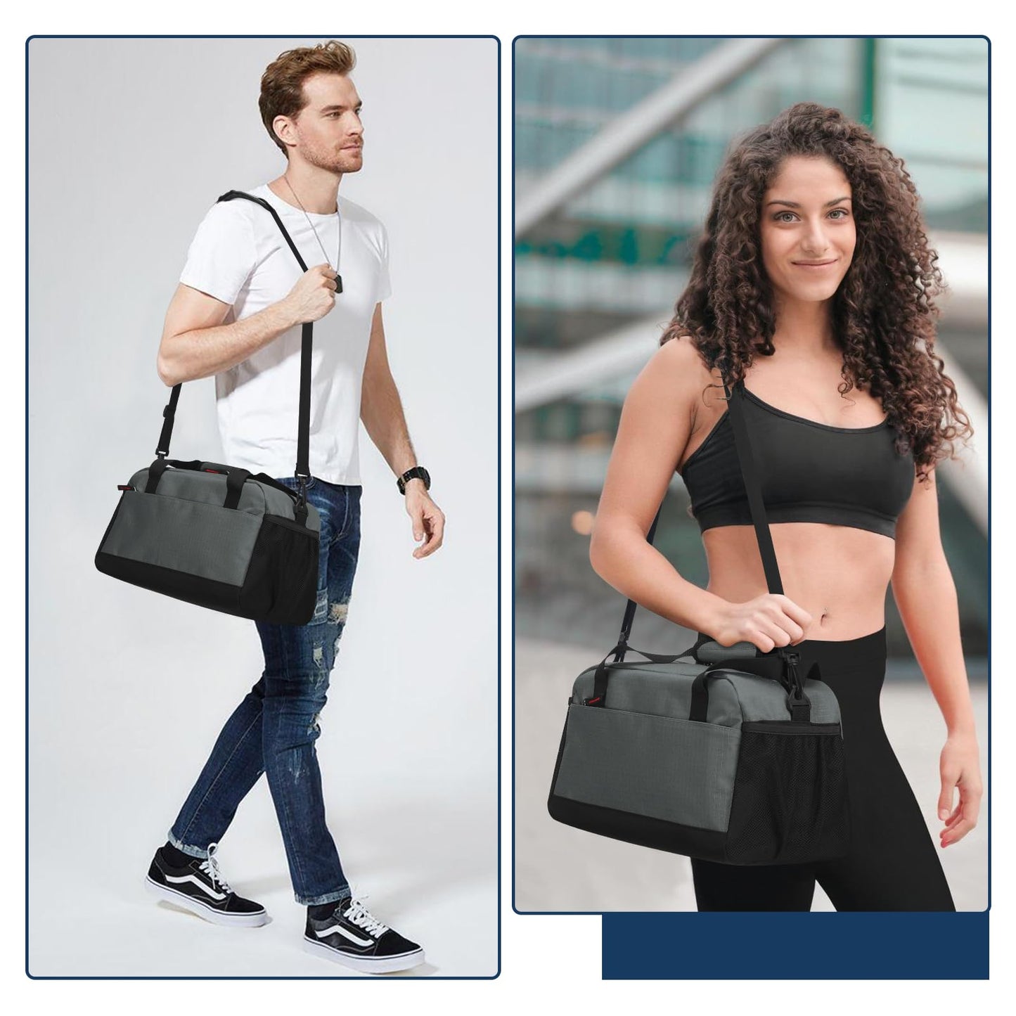 THSOGO Small Gym Bag with Wet Pocket - 14 inch Mini Duffle Bag for Men & Women Lightweight Carry On Bag for Travel Sport - Dark Grey