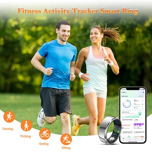 Delcast Smart Ring for Women Men-Wearable Fitness Tracker with Sleep Tracking Heart Rate Blood Oxygen Healthy Monitor Ring Activity Monitoring Steps Calories