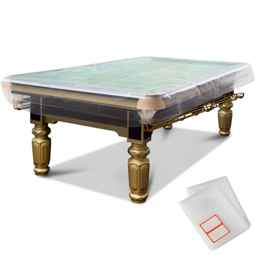 Storage Standard 2-Pack Billiard & Pool Table Cover 8 Feet - Reusable Heavy-Duty Clear Plastic, Standard 8ft Pool Table Covers, Waterproof Cover for Storage, Moving, & Dust Protection, 100" x 56" x 8"