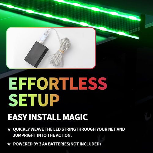 XGKHOM LED Ping Pong Net Light, Colorful Table Tennis Net Light with Remote Controlled for Enhanced Fun in Games, Ideal Gift for Ping Pong Players (Net Not Included)