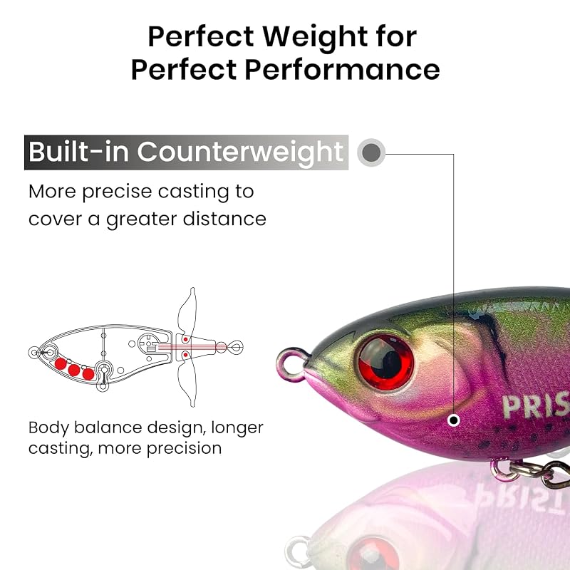 Pristis 3 Pcs Topwater Fishing Plopper Lures - Floating Popper Bait Set (Variation: 3 Pcs Double- blade Color Set)