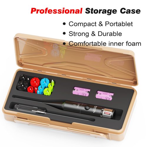 StrongTools Red BoreSighter 177 to 12GA Caliber Rifle Scope Handgun Hunting Red Dot Boresight Kit Press Switch Bore Sight 800mAh Battery