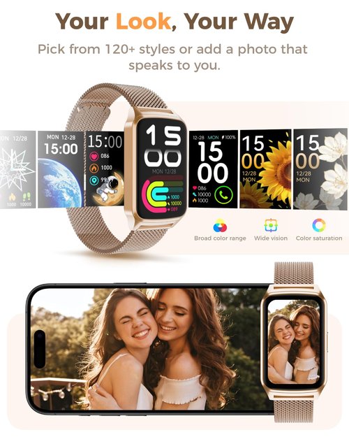 Fitness Tracker Watch for Women Men, Step Counter Compatible with iPhone and Android, IP68 Waterproof, Activity Track with Calorie, Sleep Monitor, 110+ Sports Modes Pedometer Smart Watch Smartwatch