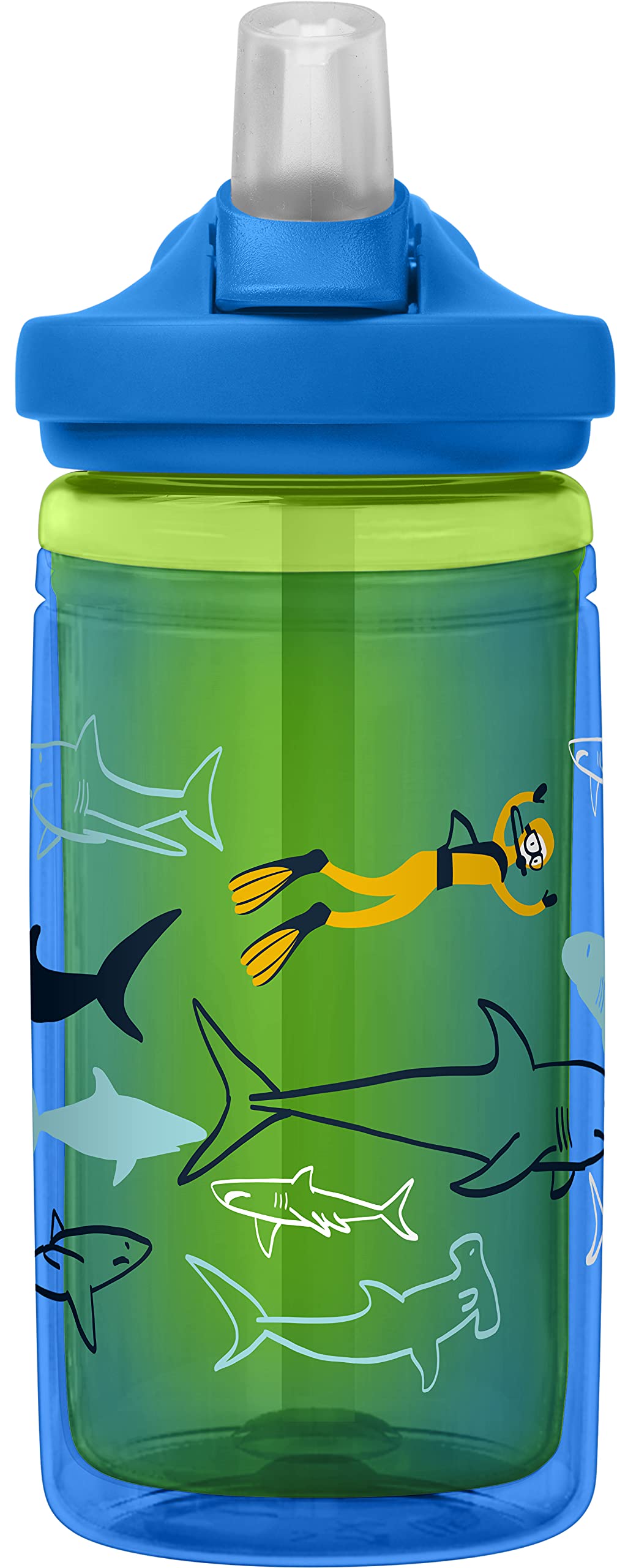 CamelBak Eddy+ Kids Water Bottle with Bite Valve Straw, Leakâ€‘Resistant Easyâ€‘Sip Design for Everyday Hydration, 14oz, Scuba Sharks