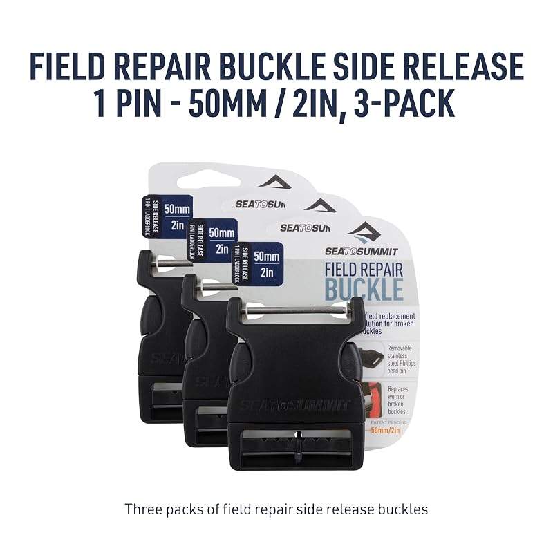 Sea to Summit Field Repair Buckle Side Release 1 Pin 50mm (2in) 3-Pack Variation of THIS listing