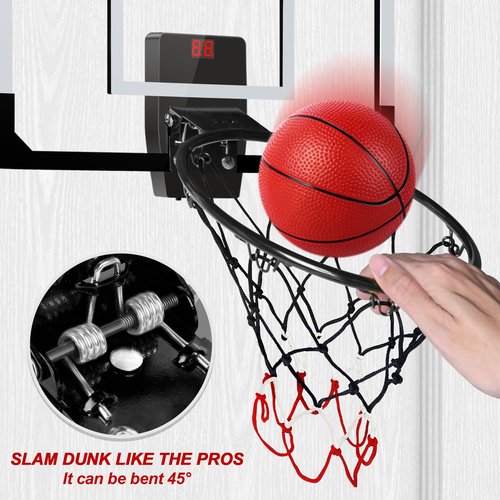 AOKESI Aokesi Basketball Hoop Indoor/Outdoor, Mini Basketball Hoop Set with Electronic Scoreboard Air Pump & 3 Balls Over The Door Basketball Hoop Perfect Sports Basketball Toys for Kids & Adults