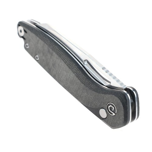 DEFCON Pocket Folding Knife- Button Lock with Thumb Hole Opener, 3" 14C28N Blade, Composite Handle, Utility Knife for Men Women Gift -TD020 WARHAWK- (Black Canvas Micarta)