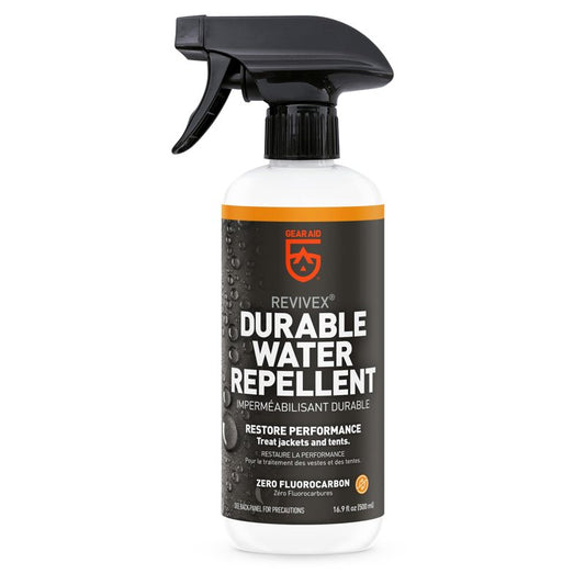 GEAR AID Revivex Durable Water Repellent (DWR) Spray for Waterproof Jackets, Rain Gear, Gore-TEX, Tents & Camping Gear – Restore Waterproofing & Breathability, 16.9 fl oz