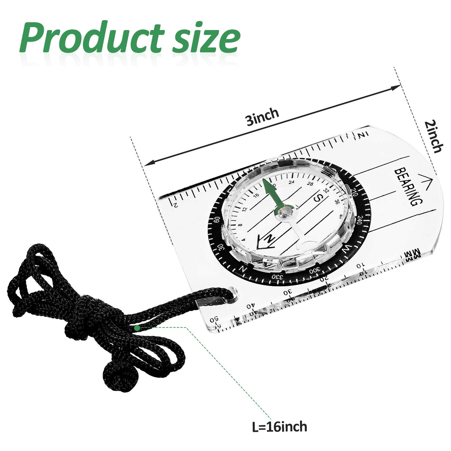 BBTO 9 Pieces Orienteering Compass Hiking Backpacking Camping Compass Map Reading Outdoor Waterproof Tool for Scout Kids Women