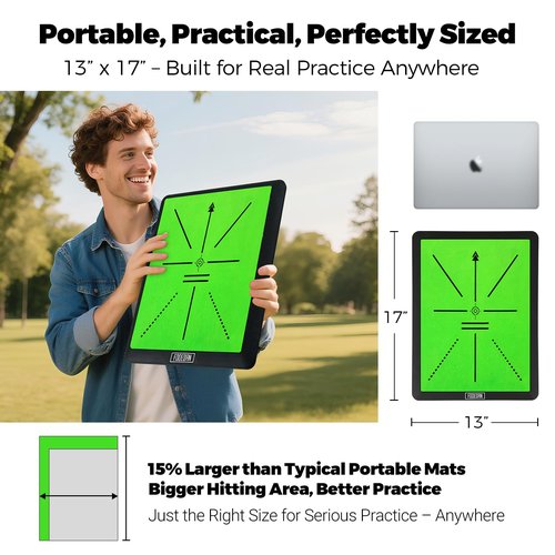 Golf Hitting Mat – Practice Mat with Swing Path Feedback & Impact Detection – Indoor/Outdoor Use – Golf Swing Trainer for Home Training – Great for Dad, Golf Lovers & Beginners